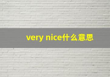 very nice什么意思